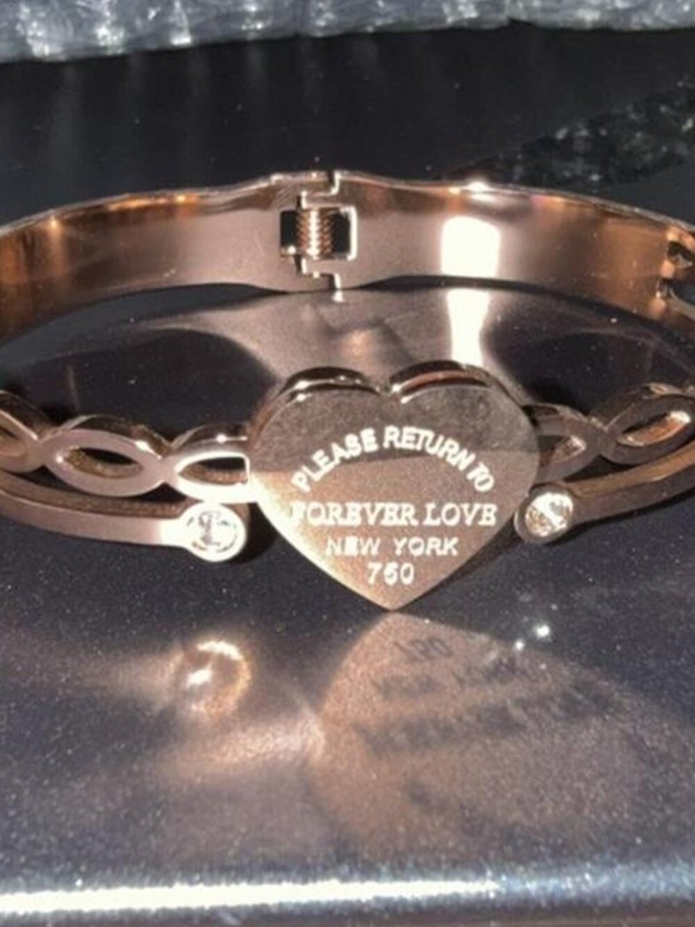 41 Forever Love Rose Gold-tone Hinged Bangle